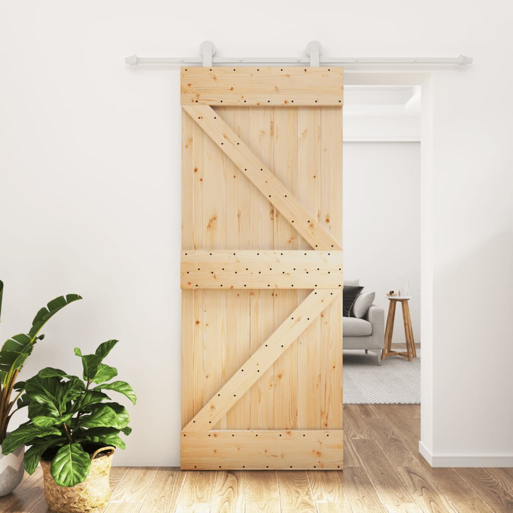 vidaXL Sliding Door with Hardware Set 85x210 cm Solid Wood Pine
