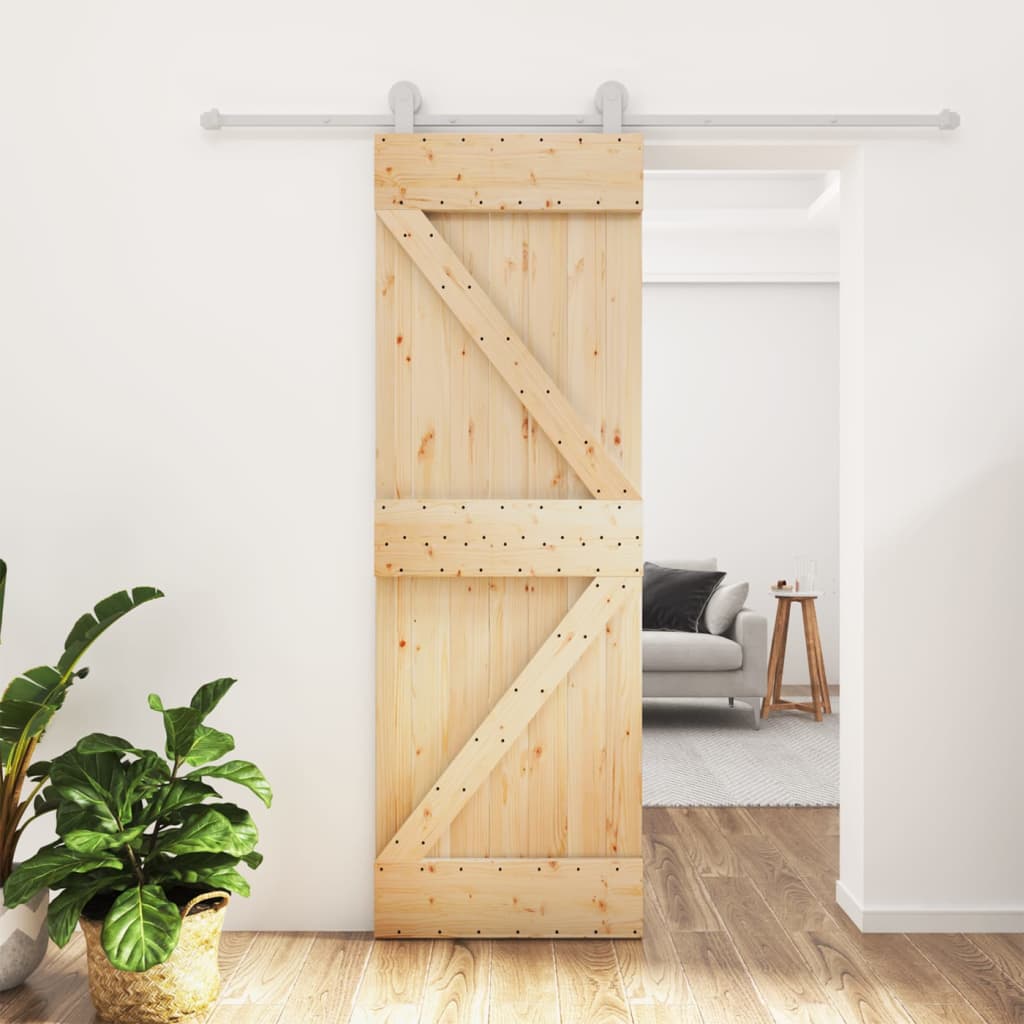 vidaXL Sliding Door with Hardware Set 70x210 cm Solid Wood Pine