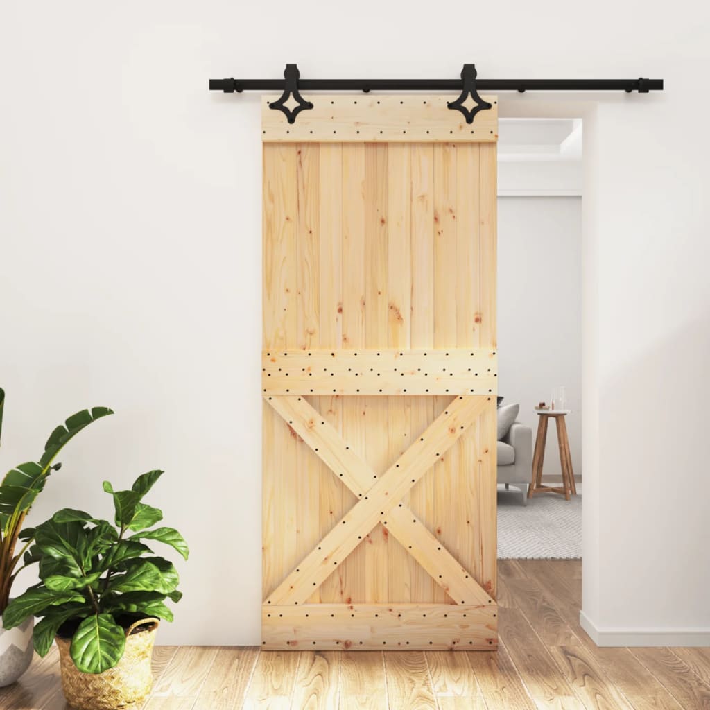 vidaXL Sliding Door with Hardware Set 90x210 cm Solid Wood Pine