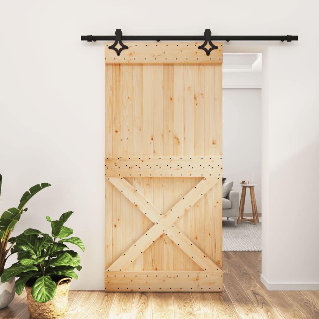 vidaXL Sliding Door with Hardware Set 100x210 cm Solid Wood Pine