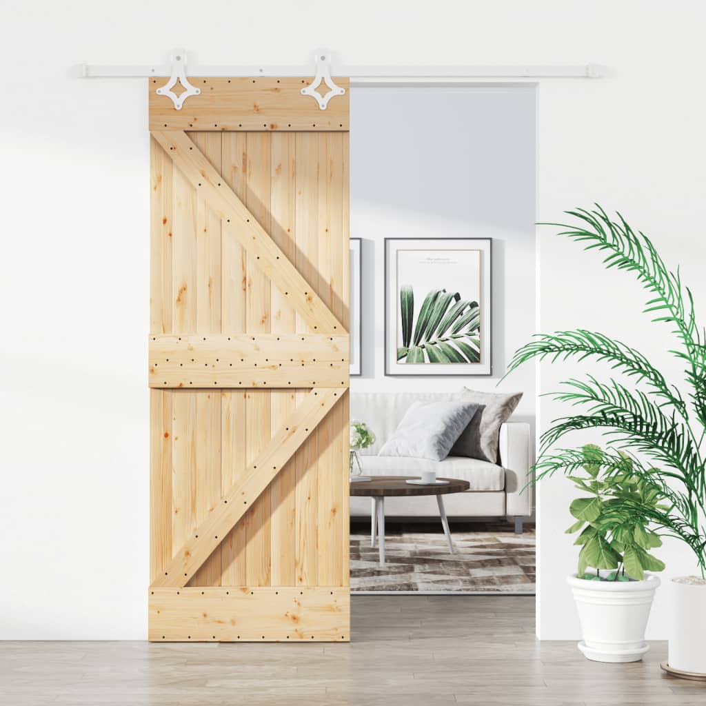 vidaXL Sliding Door with Hardware Set 80x210 cm Solid Wood Pine