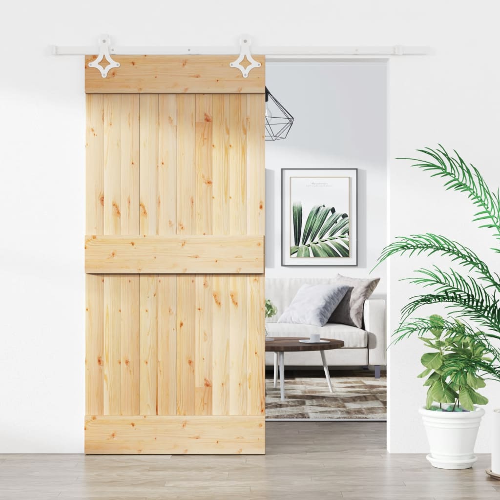 vidaXL Sliding Door with Hardware Set 90x210 cm Solid Wood Pine