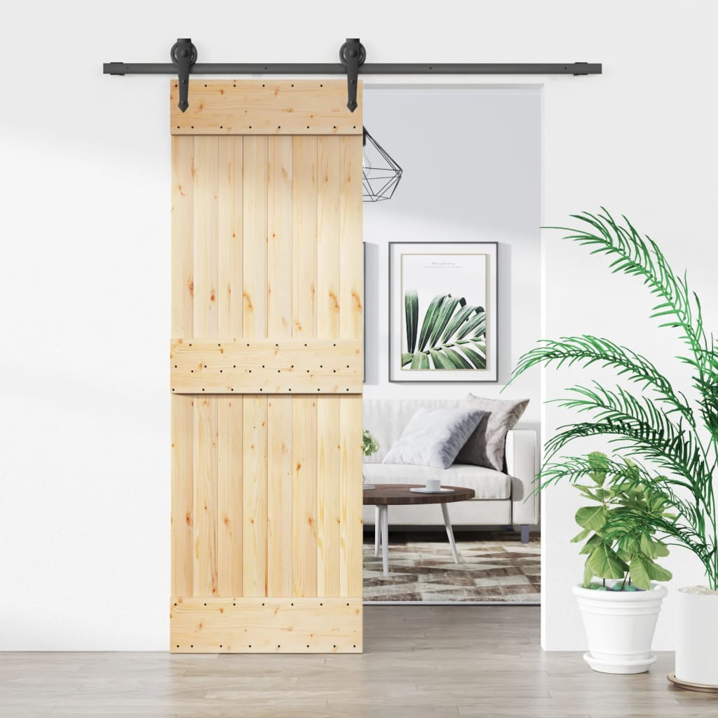 vidaXL Sliding Door with Hardware Set 70x210 cm Solid Wood Pine