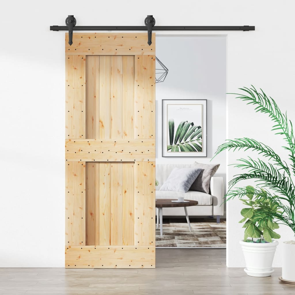 vidaXL Sliding Door with Hardware Set 80x210 cm Solid Wood Pine