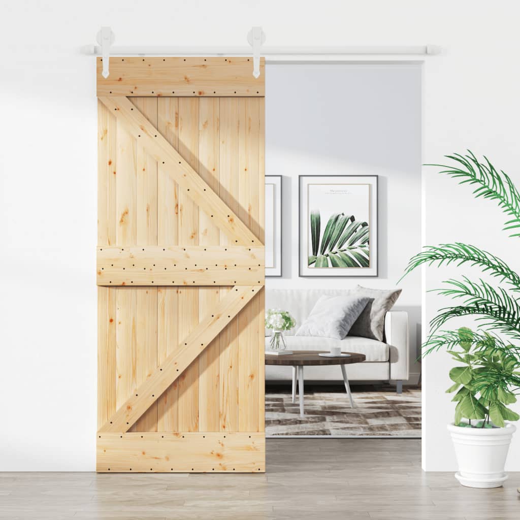 vidaXL Sliding Door with Hardware Set 85x210 cm Solid Wood Pine