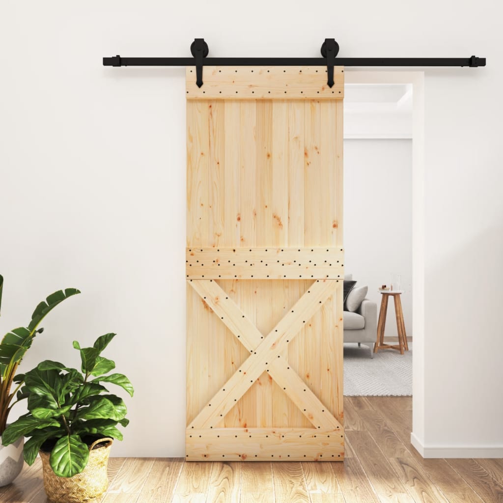 vidaXL Sliding Door with Hardware Set 85x210 cm Solid Wood Pine