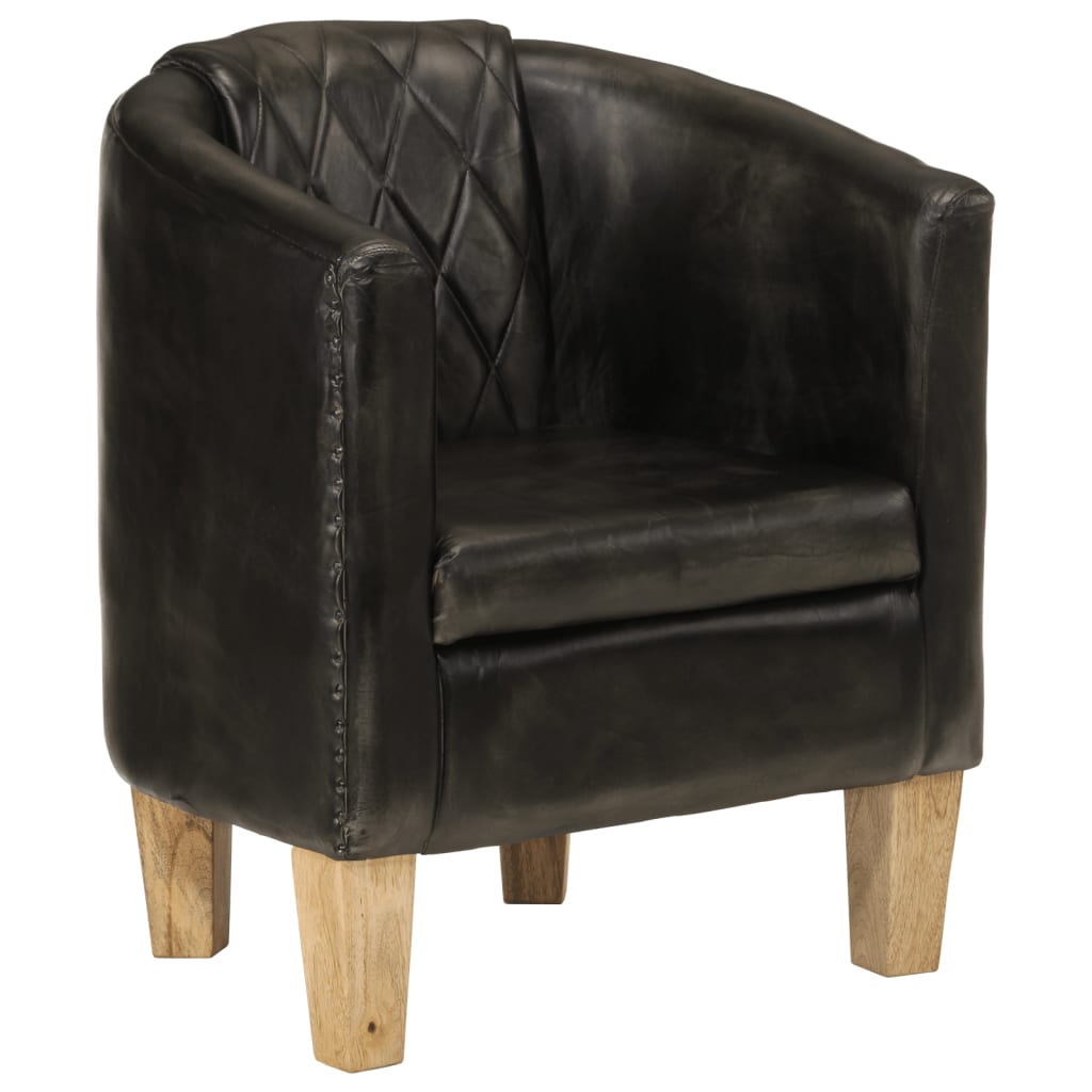 vidaXL Tub Chair Grey Real Leather