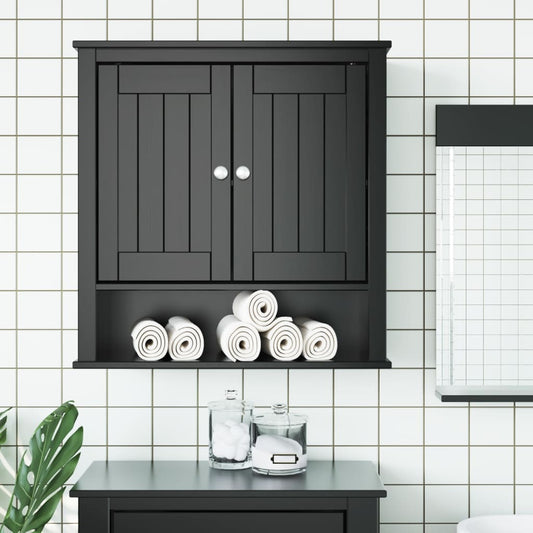 vidaXL Bathroom Wall Cabinet BERG Black 69.5x27x71.5 cm Solid Wood