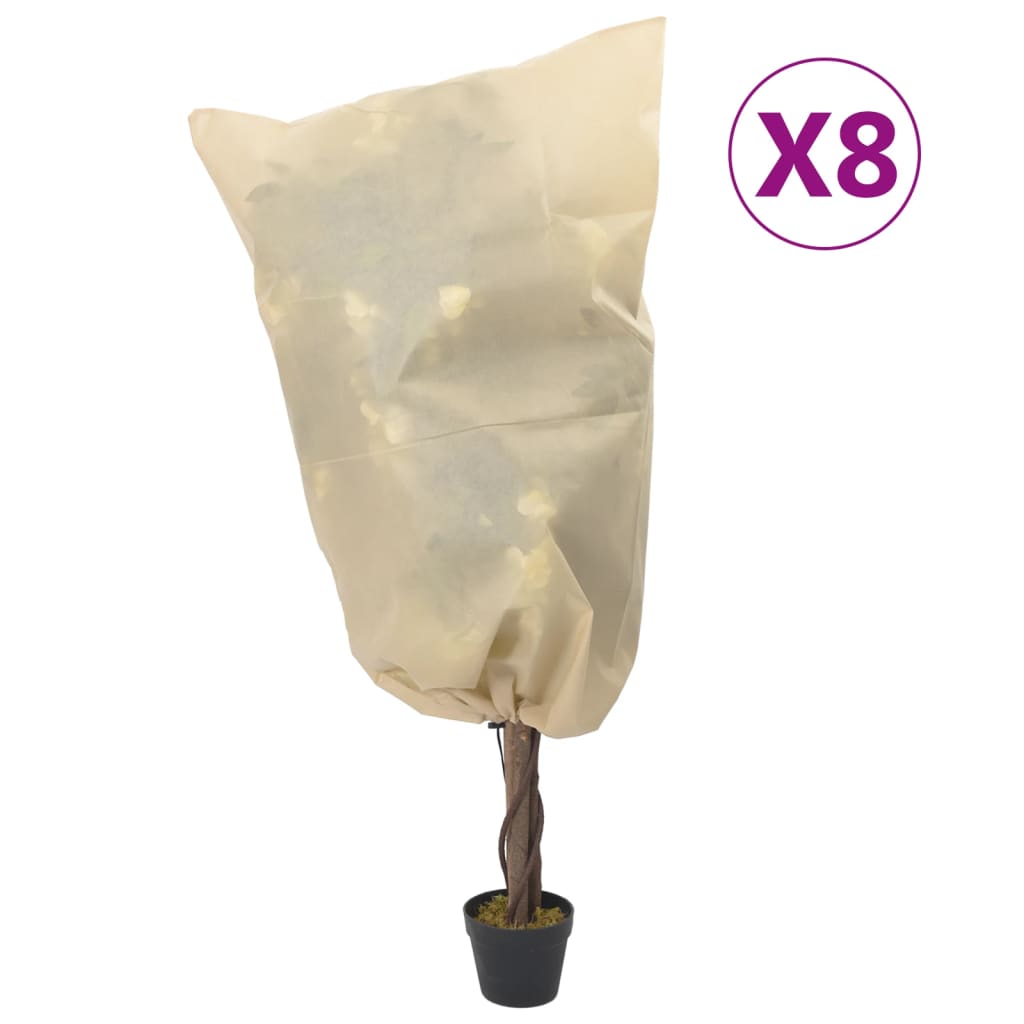 vidaXL Plant Fleece Covers with Drawstring 8 pcs 70 g/må_ 0.8x0.8 m