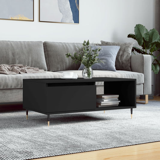 vidaXL Coffee Table Black 90x50x36.5 cm Engineered Wood