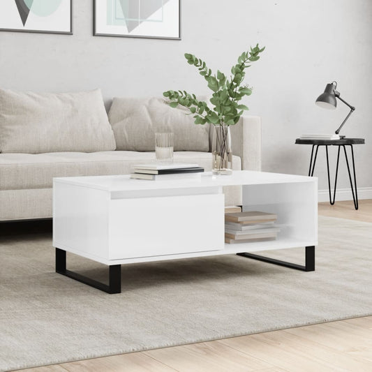 vidaXL Coffee Table High Gloss White 90x50x36.5 cm Engineered Wood