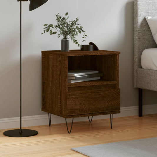 vidaXL Bedside Cabinet Brown Oak 40x35x50 cm Engineered Wood