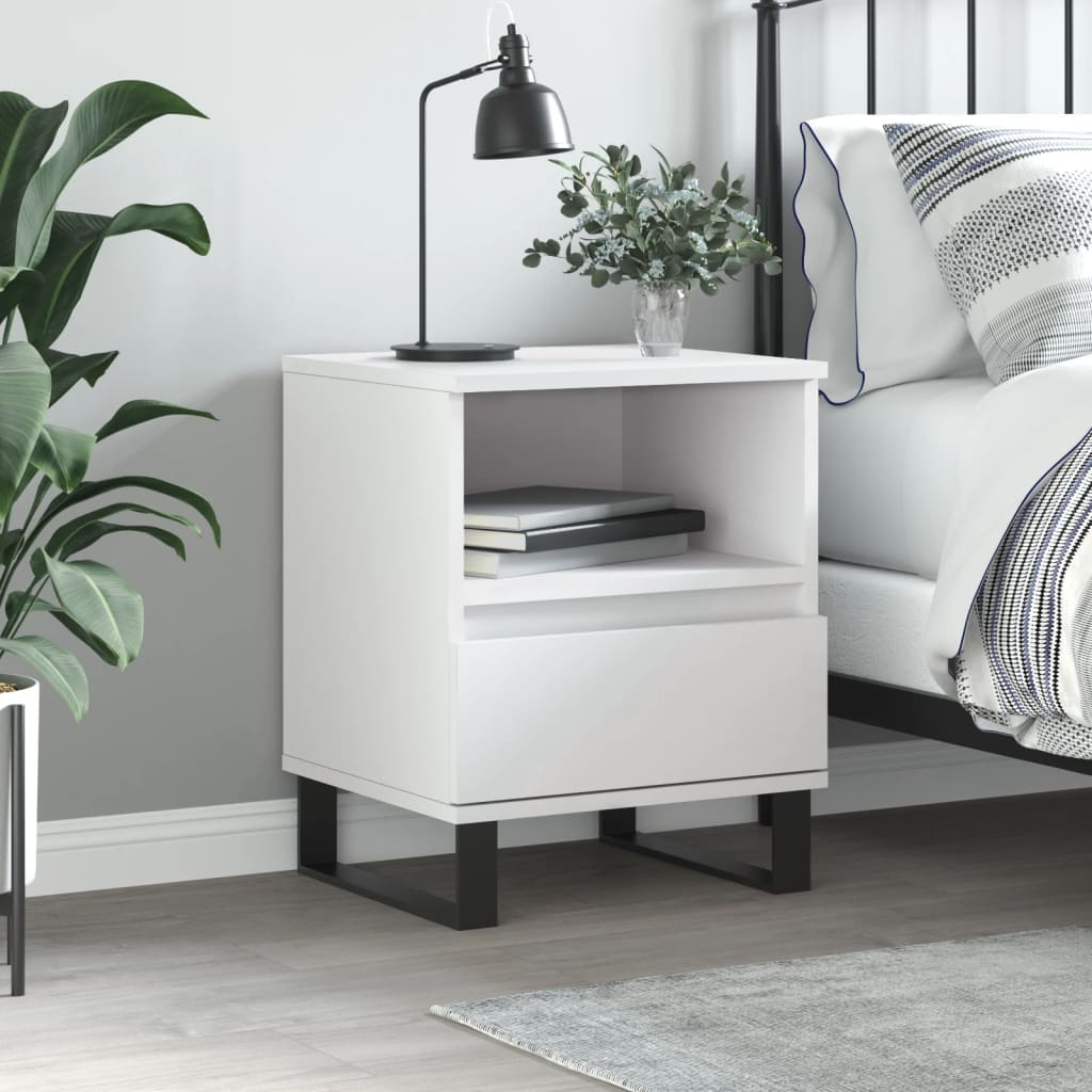vidaXL Bedside Cabinet White 40x35x50 cm Engineered Wood