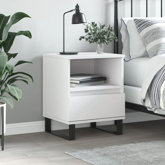 vidaXL Bedside Cabinet White 40x35x50 cm Engineered Wood