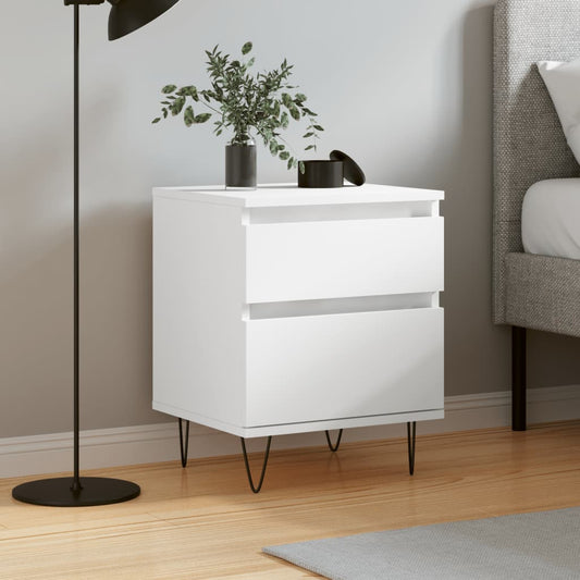 vidaXL Bedside Cabinet White 40x35x50 cm Engineered Wood