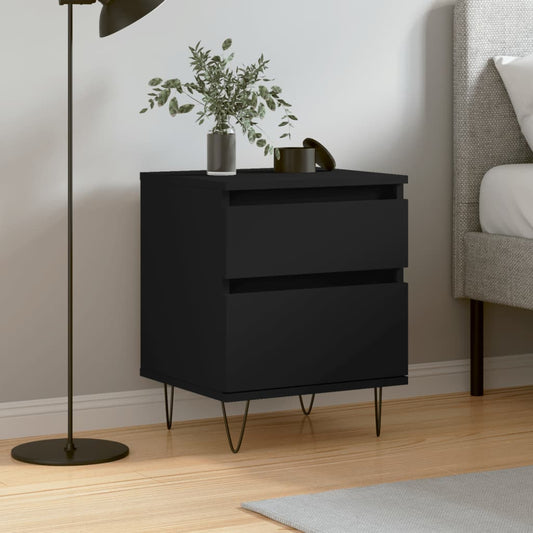 vidaXL Bedside Cabinet Black 40x35x50 cm Engineered Wood