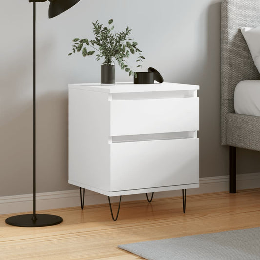 vidaXL Bedside Cabinet High Gloss White 40x35x50 cm Engineered Wood
