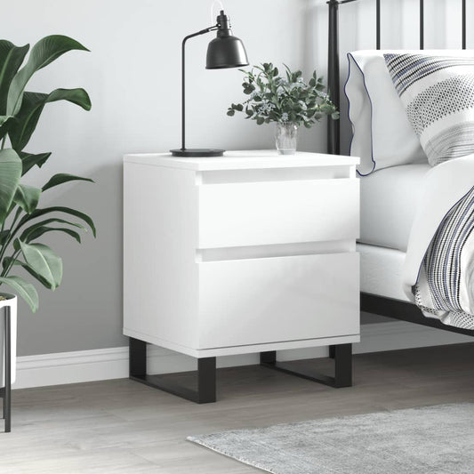 vidaXL Bedside Cabinet High Gloss White 40x35x50 cm Engineered Wood