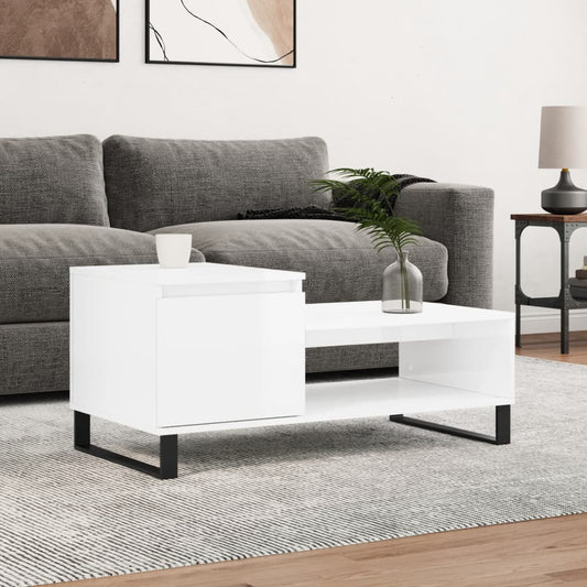 vidaXL Coffee Table High Gloss White 100x50x45 cm Engineered Wood