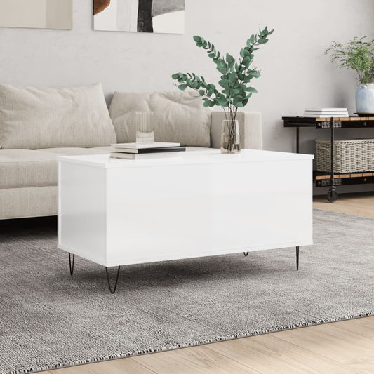 vidaXL Coffee Table High Gloss White 90x44.5x45 cm Engineered Wood