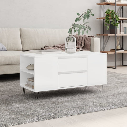 vidaXL Coffee Table High Gloss White 102x44.5x50 cm Engineered Wood