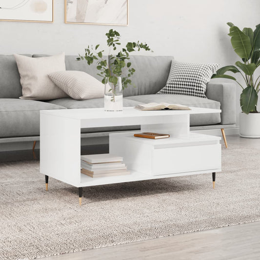 vidaXL Coffee Table High Gloss White 90x49x45 cm Engineered Wood