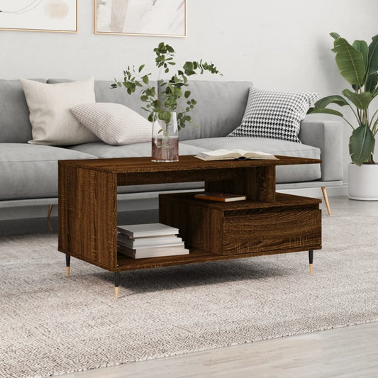 vidaXL Coffee Table Brown Oak 90x49x45 cm Engineered Wood