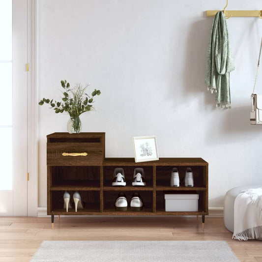 vidaXL Shoe Cabinet Brown Oak 102x36x60 cm Engineered Wood