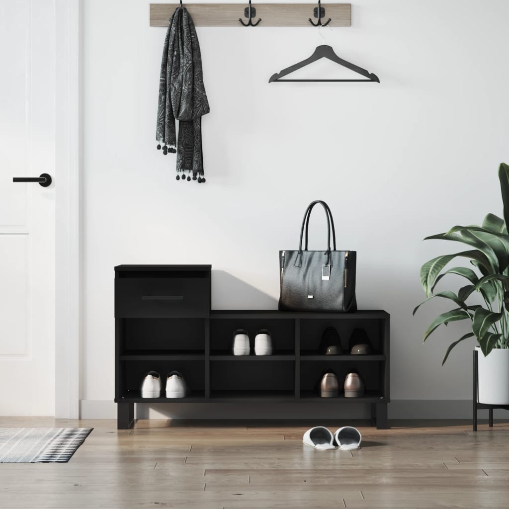 vidaXL Shoe Cabinet Black 102x36x60 cm Engineered Wood