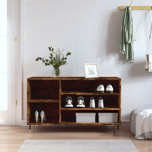 vidaXL Shoe Cabinet Smoked Oak 102x36x60 cm Engineered Wood