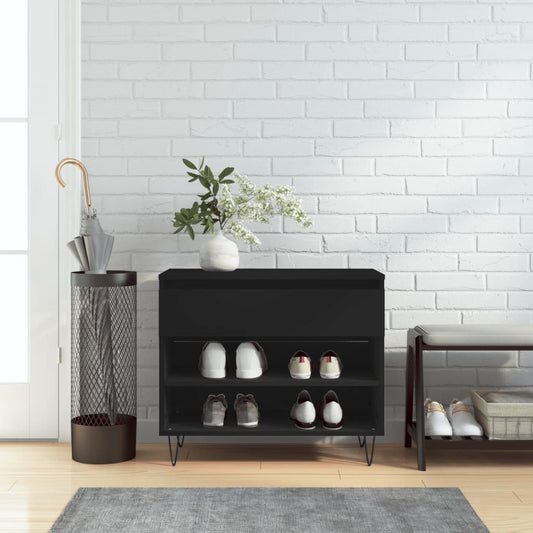 vidaXL Shoe Cabinet Black 70x36x60 cm Engineered Wood