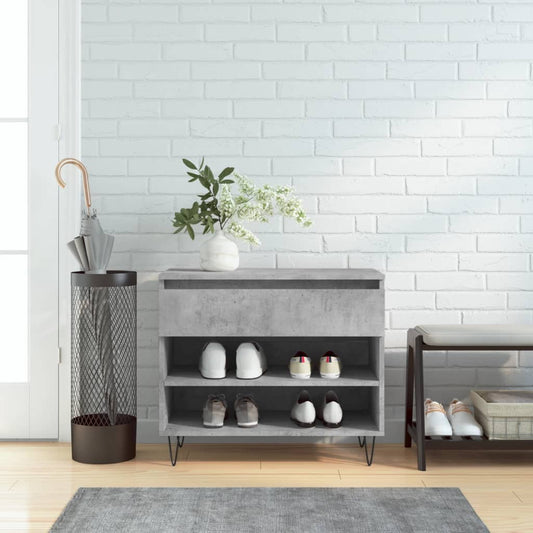 vidaXL Shoe Cabinet Concrete Grey 70x36x60 cm Engineered Wood