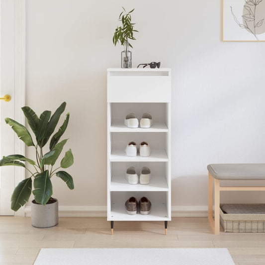 vidaXL Shoe Cabinet High Gloss White 40x36x105 cm Engineered Wood