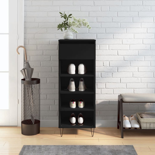 vidaXL Shoe Cabinet Black 40x36x105 cm Engineered Wood