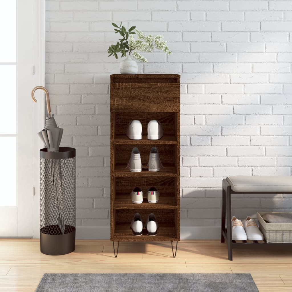 vidaXL Shoe Cabinet Brown Oak 40x36x105 cm Engineered Wood