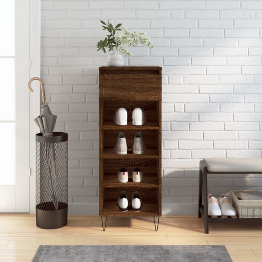 vidaXL Shoe Cabinet Brown Oak 40x36x105 cm Engineered Wood