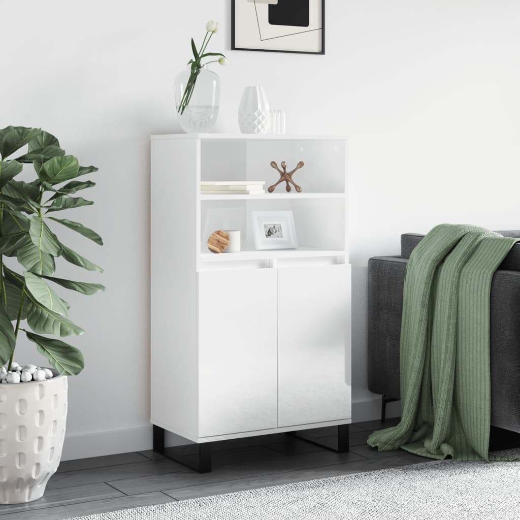 vidaXL Highboard High Gloss White 60x36x110 cm Engineered Wood