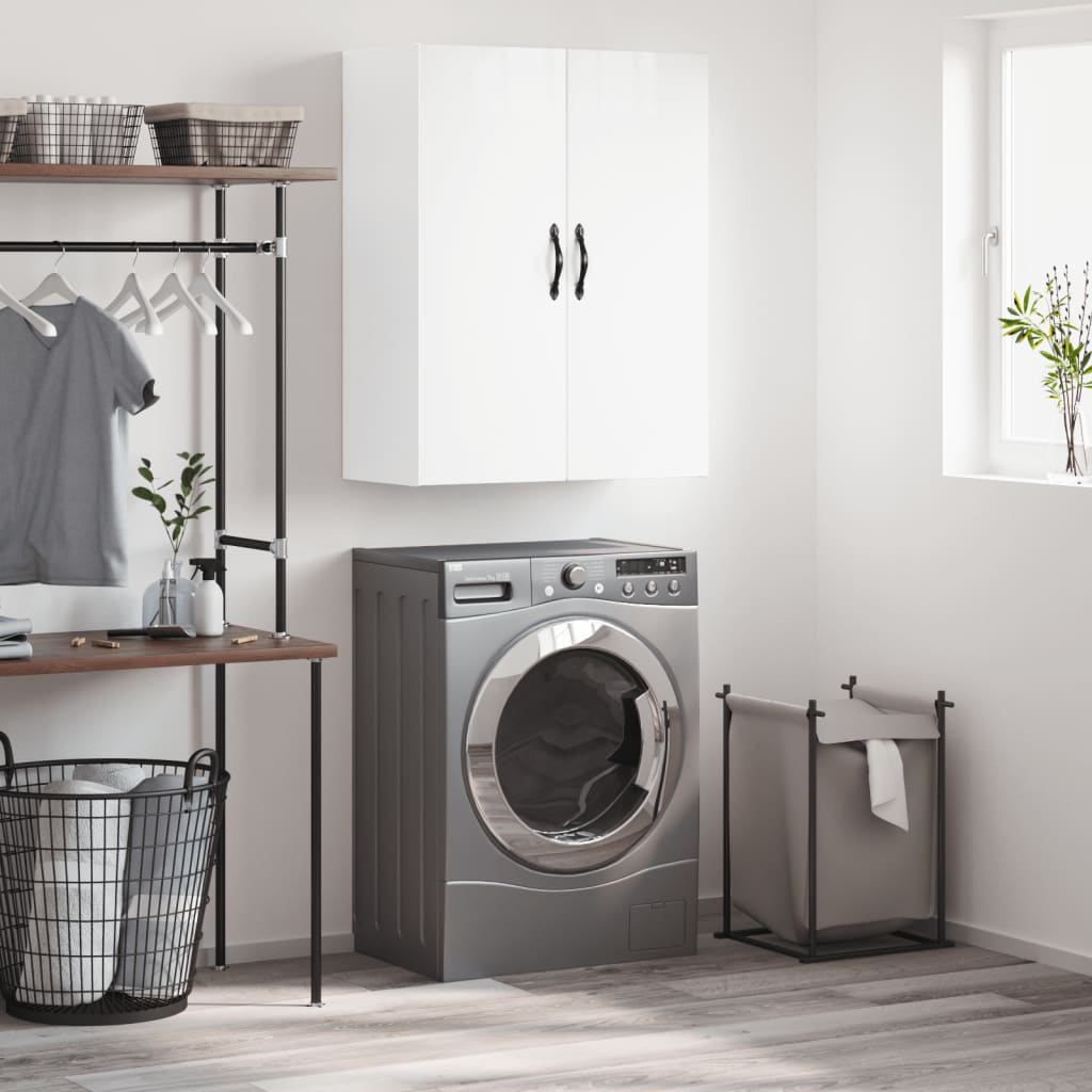 vidaXL Wall Mounted Cabinet High Gloss White 69.5x34x90 cm Engineered Wood