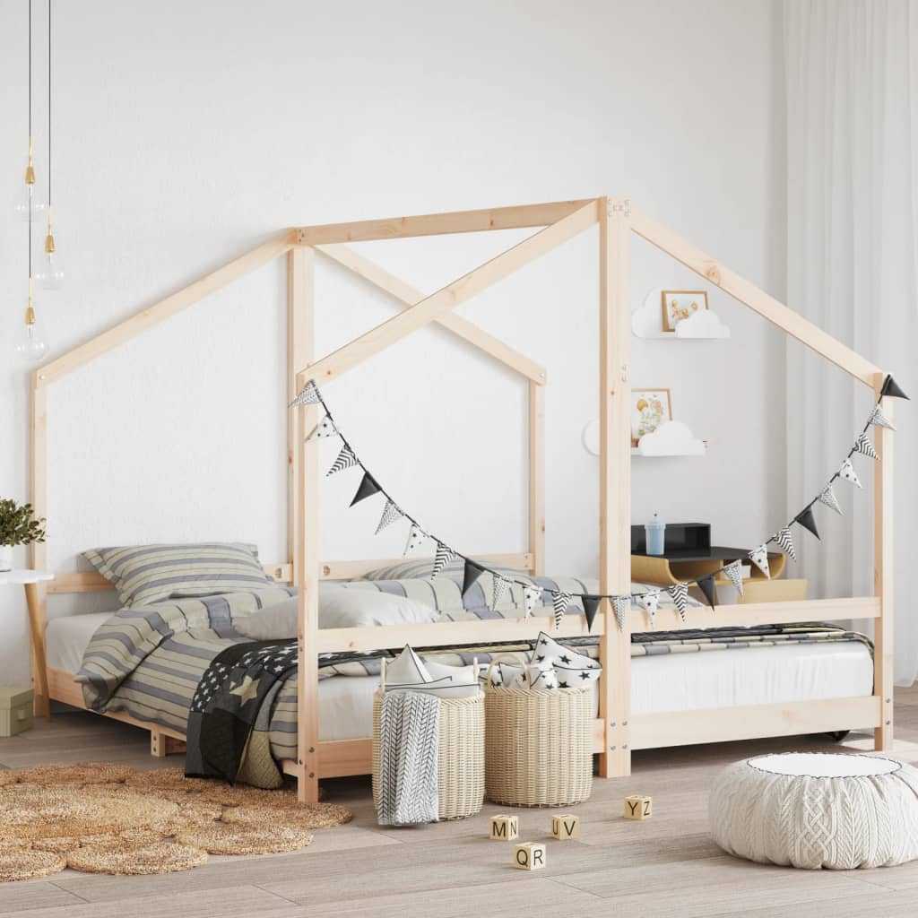 vidaXL Kids Bed Frame 2x(90x190) cm Solid Wood Pine