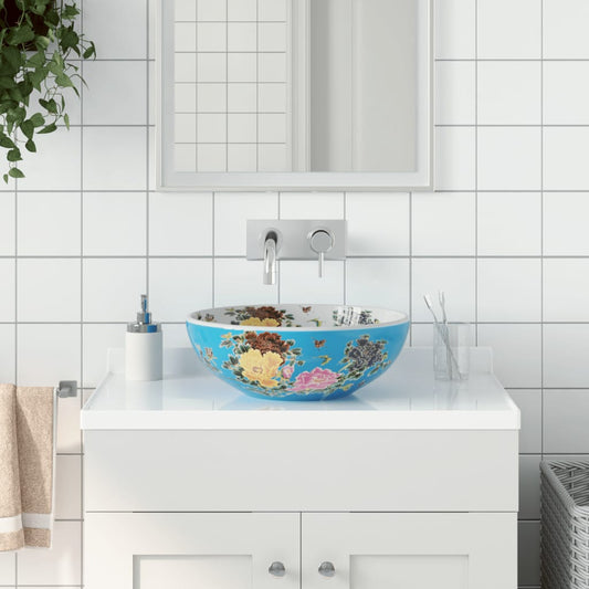 vidaXL Countertop Basin Multicolour Round ë_41x14 cm Ceramic