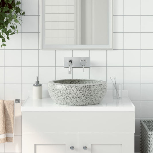 vidaXL Countertop Basin Grey Round ë_41x14 cm Ceramic
