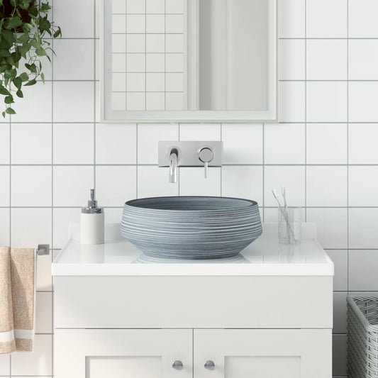 vidaXL Countertop Basin Grey Round ë_41x14 cm Ceramic
