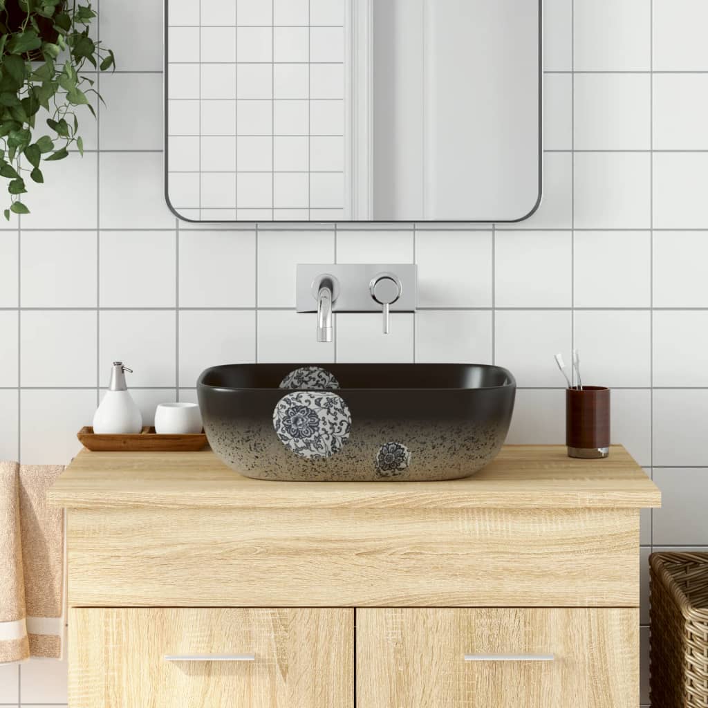 vidaXL Countertop Basin Multicolour Rectangular 48x37.5x13.5 cm Ceramic