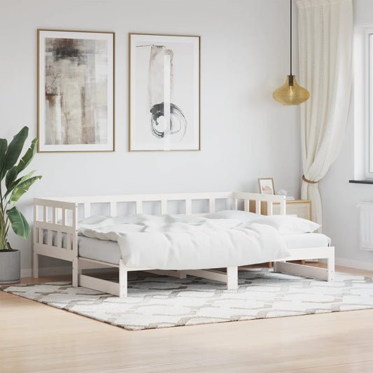 vidaXL Daybed with Trundle White 90x200 cm Solid Wood Pine