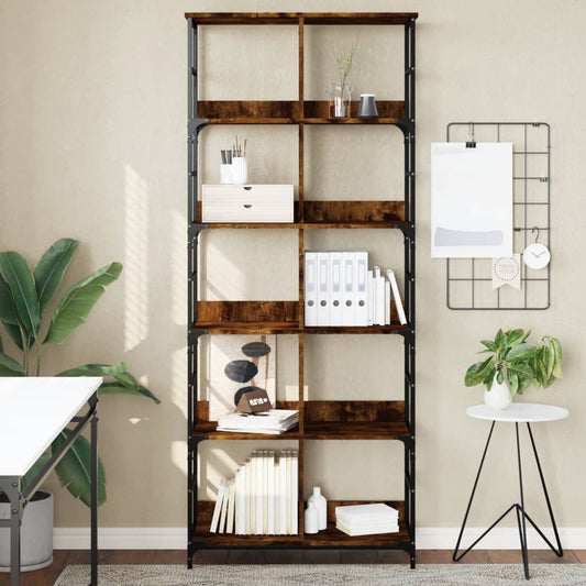 vidaXL Bookshelf Smoked Oak 78.5x33x188.5 cm Engineered Wood