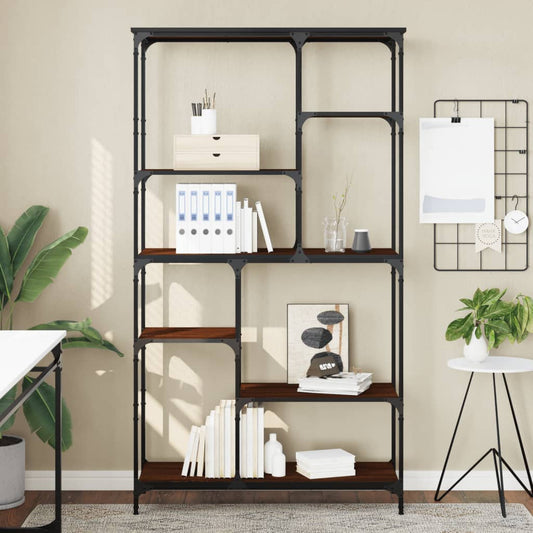 vidaXL Bookshelf Brown Oak 99x35.5x176 cm Engineered Wood and Steel