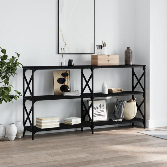 vidaXL Console Table Black 156x28x80.5 cm Engineered Wood