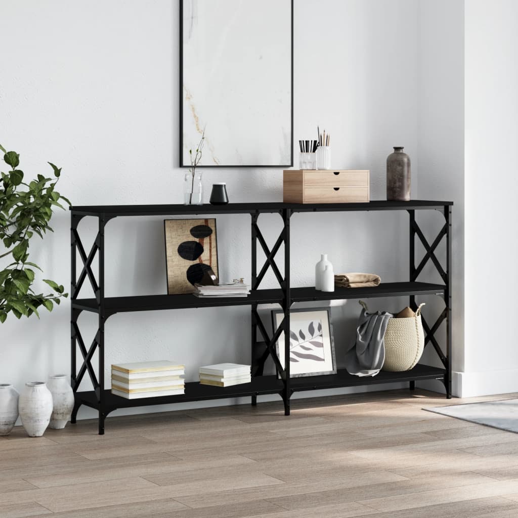 vidaXL Console Table Black 200x28x80.5 cm Engineered Wood