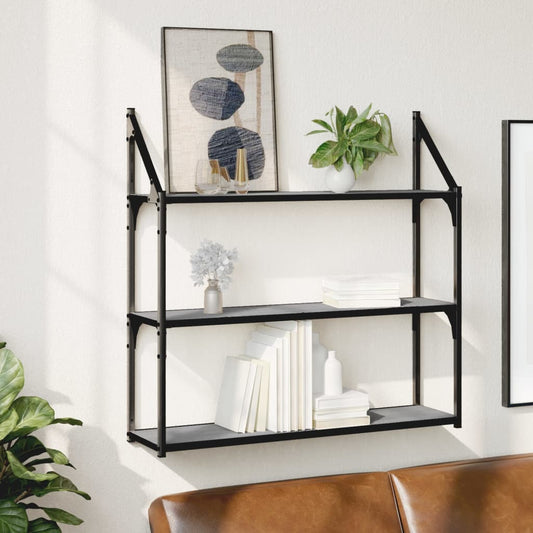 vidaXL 3-Tier Wall Shelf Grey Sonoma 80x21x78.5 cm Engineered Wood