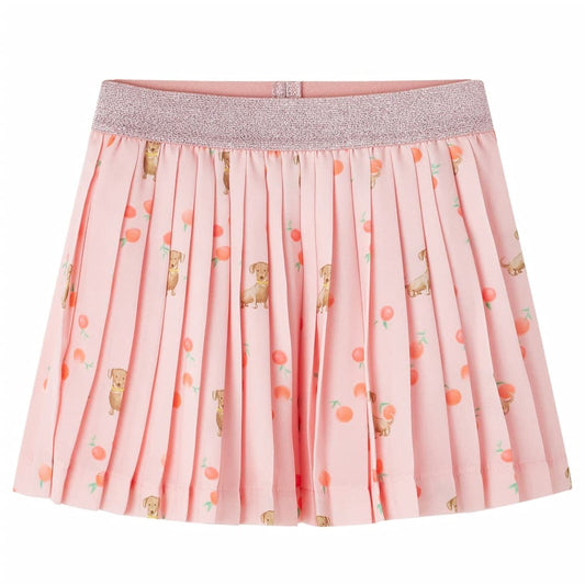 Kids' Pleated Skirt Puppy and Fruit Print Light Orange 104